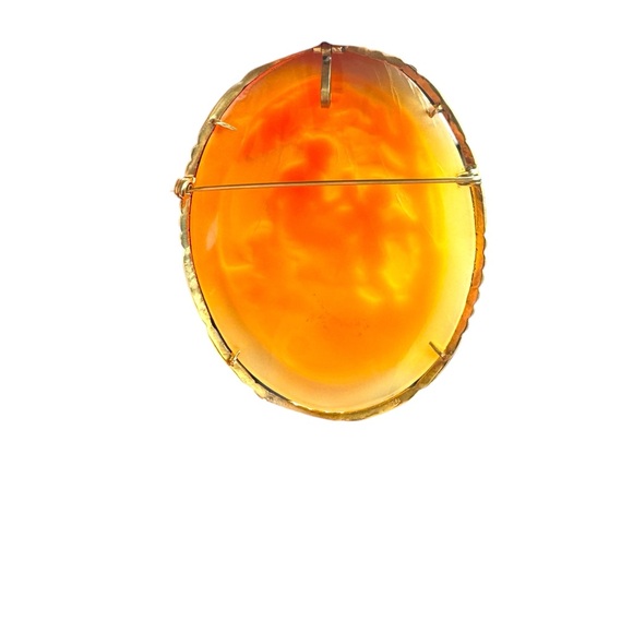 Elegant Vintage Large Italy Veneza 18K Cameo Shell Brooch Original Box 750 - Picture 4 of 8